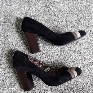 Missoni  Target black brown chevron heels shoes women suede size 8.5